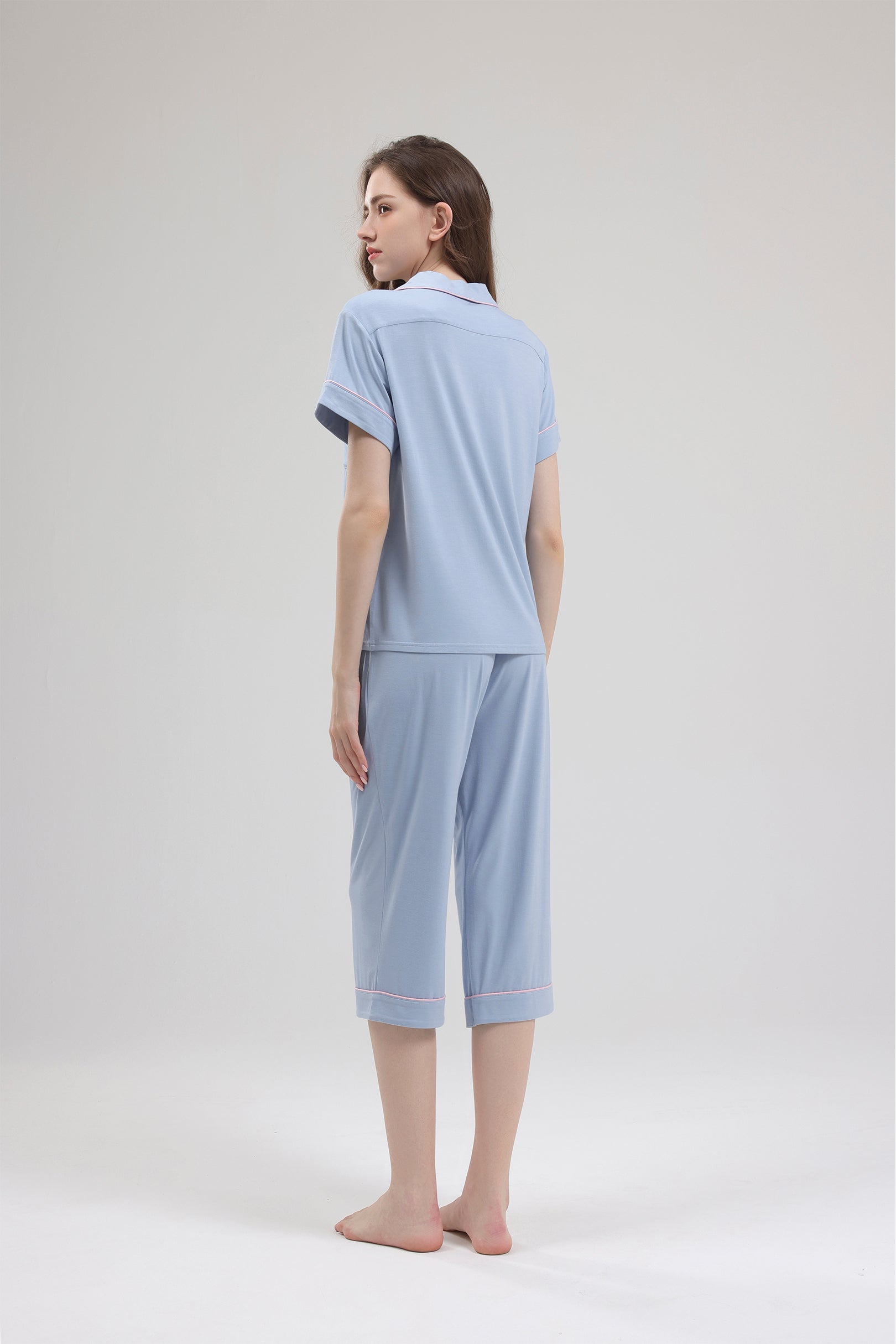 Signature Cropped Pyjamas Pants in Powder Blue