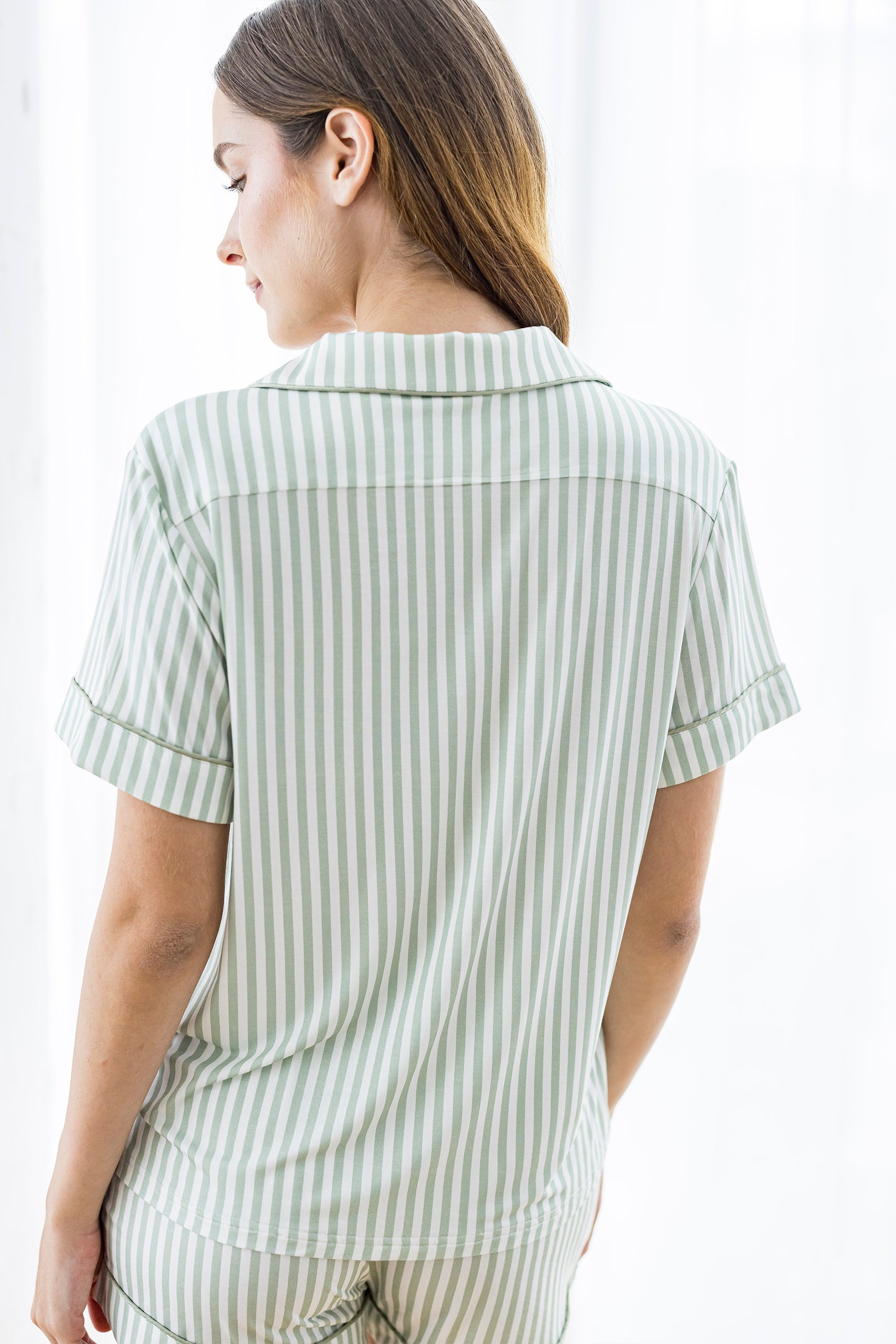 Signature Pyjamas Set in Green Stripes