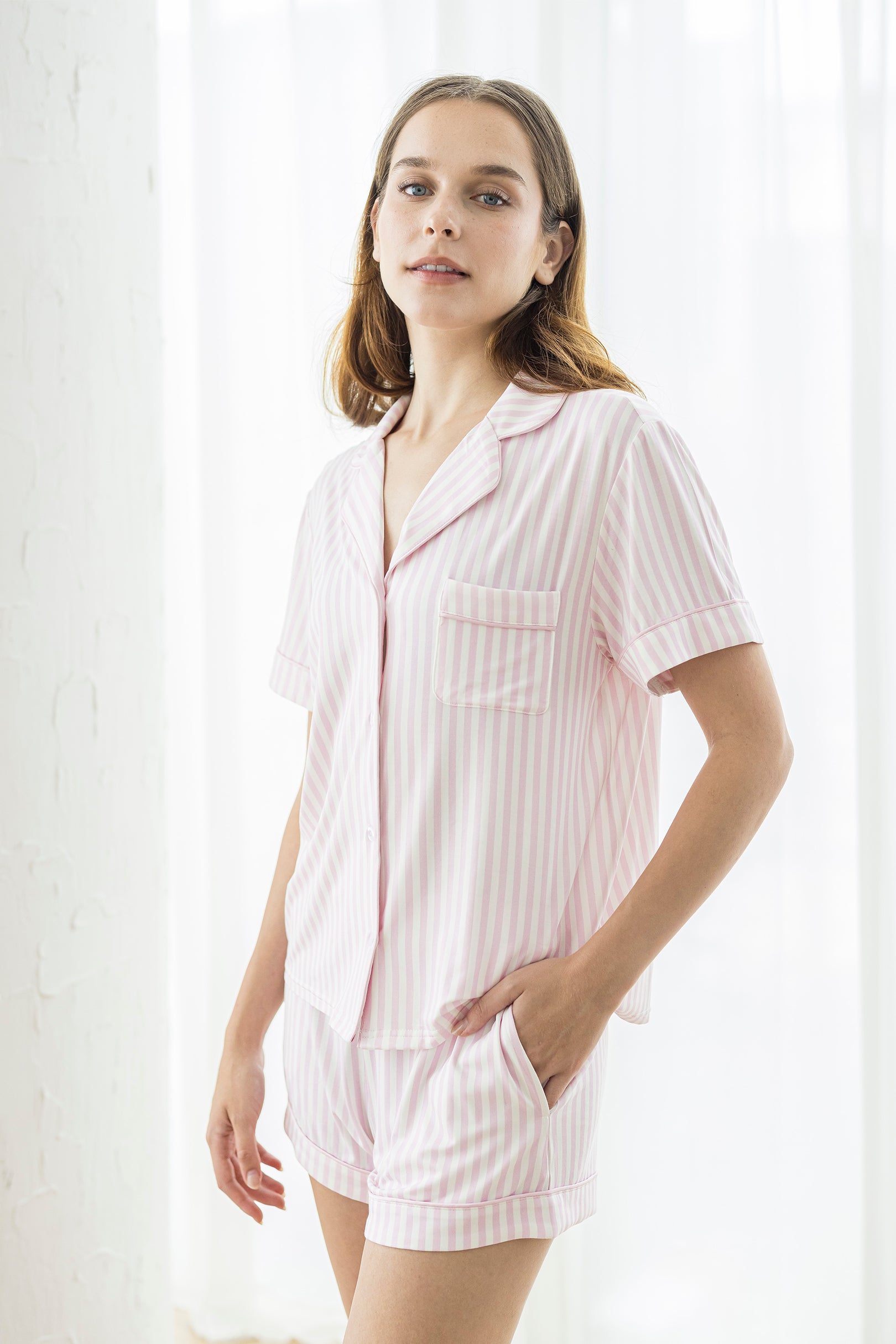 Signature Pyjamas Set in Pink Stripes