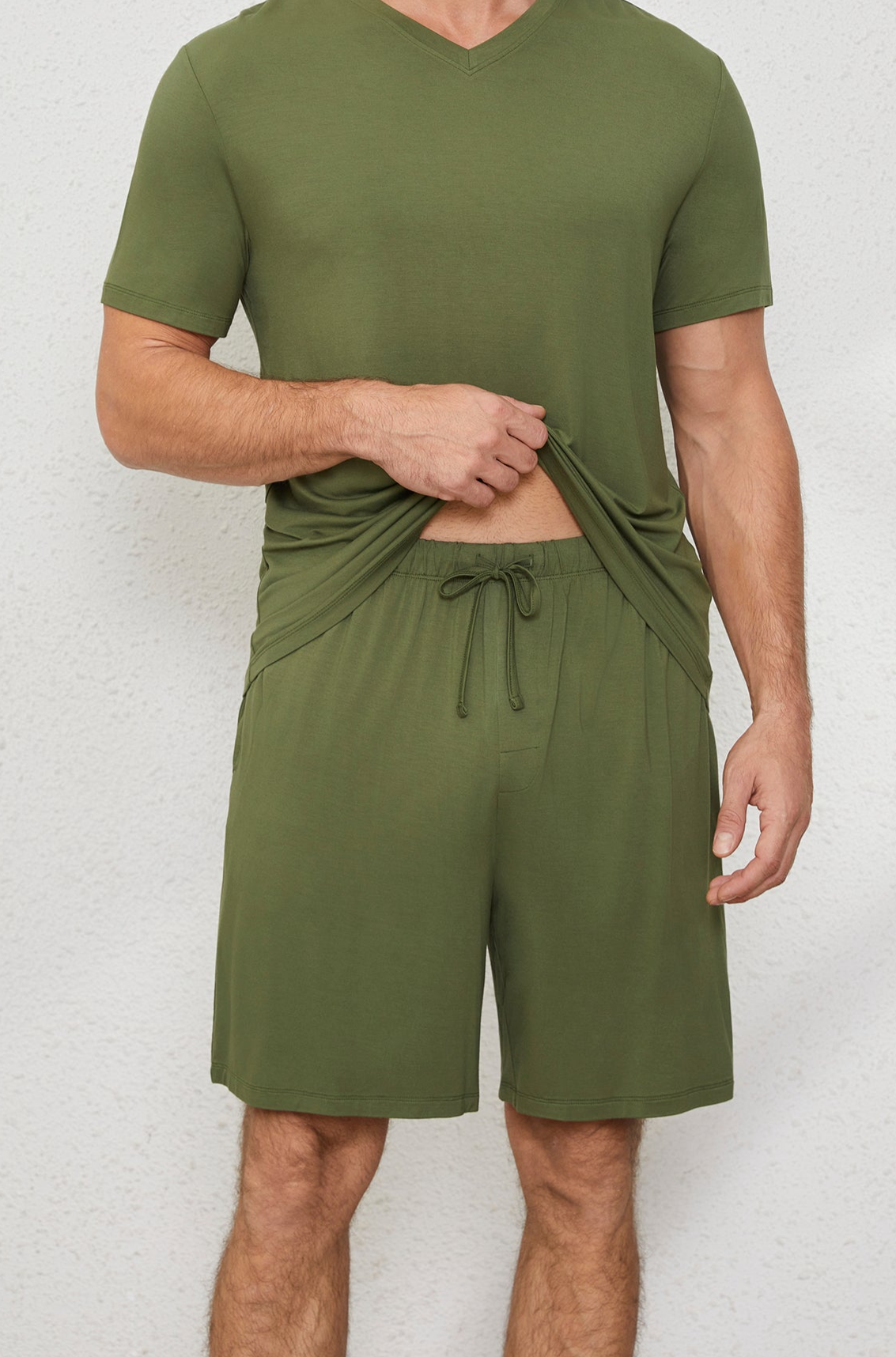 Men's Lounge Shorts in Military Green