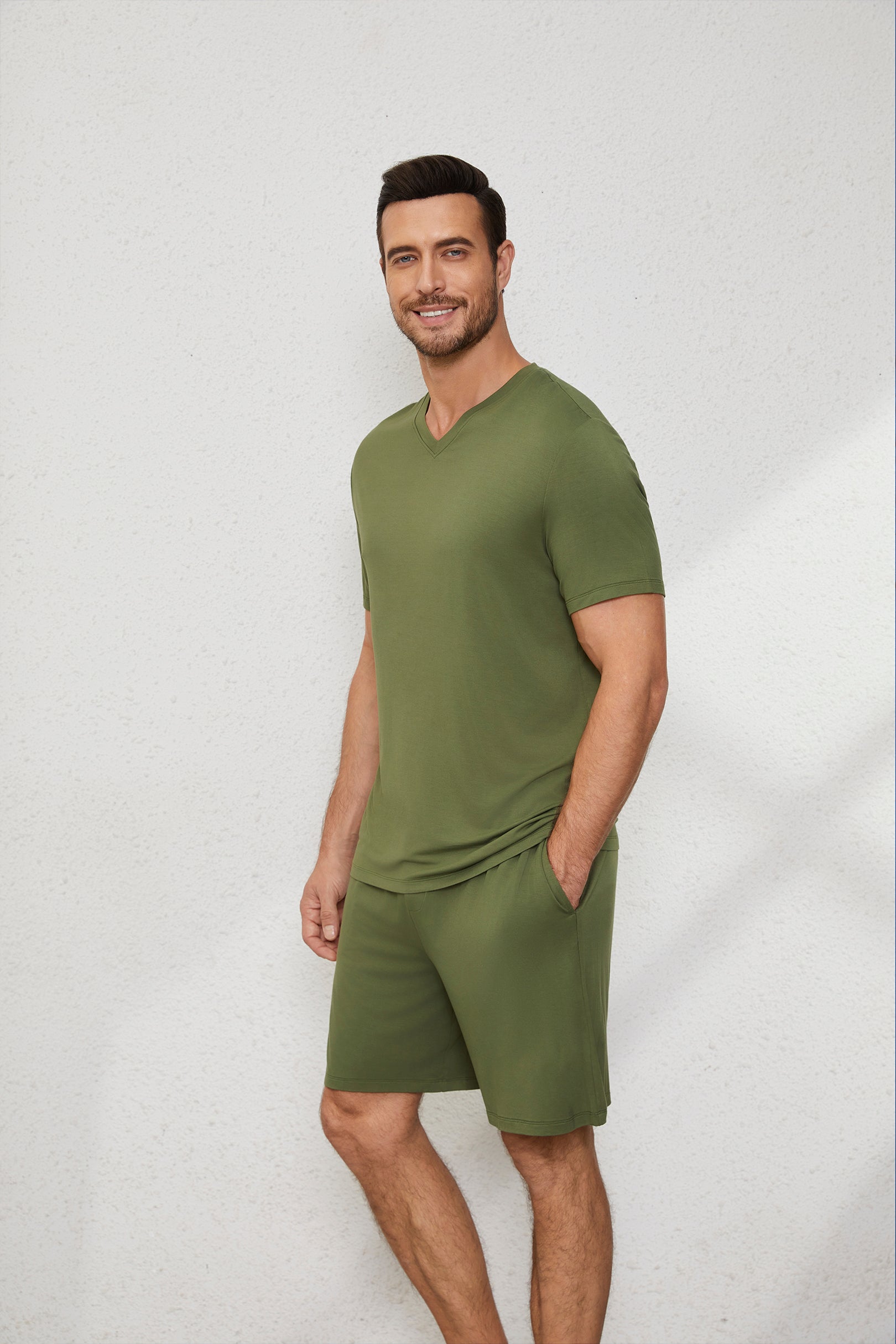 Men's Lounge Shorts in Military Green