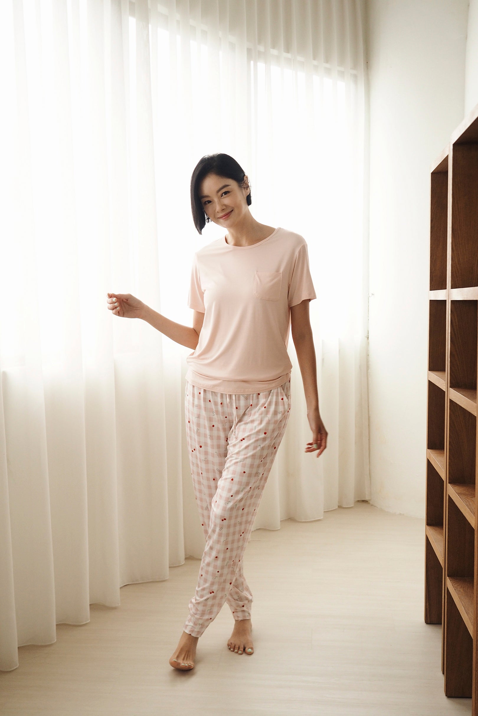 Selenightco x Sheila Sim Adult Snake & Ladder Pyjamas Set in Pink