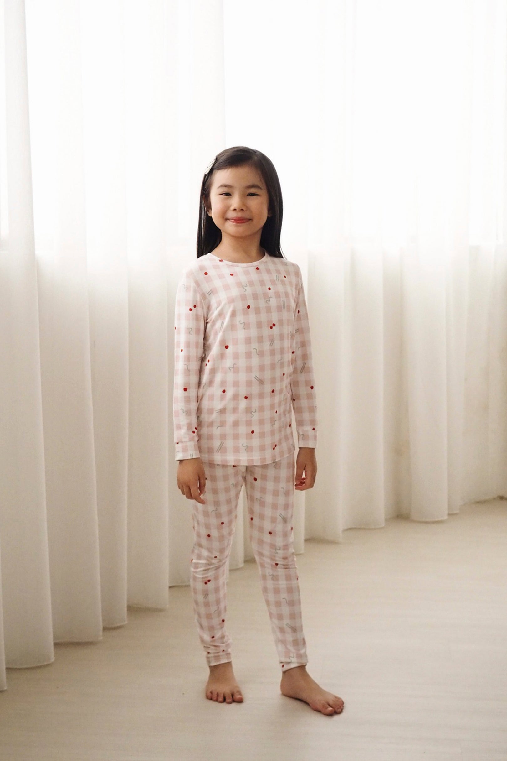 Selenightco x Sheila Sim Kids Snake & Ladder Long Pyjamas Set in Pink