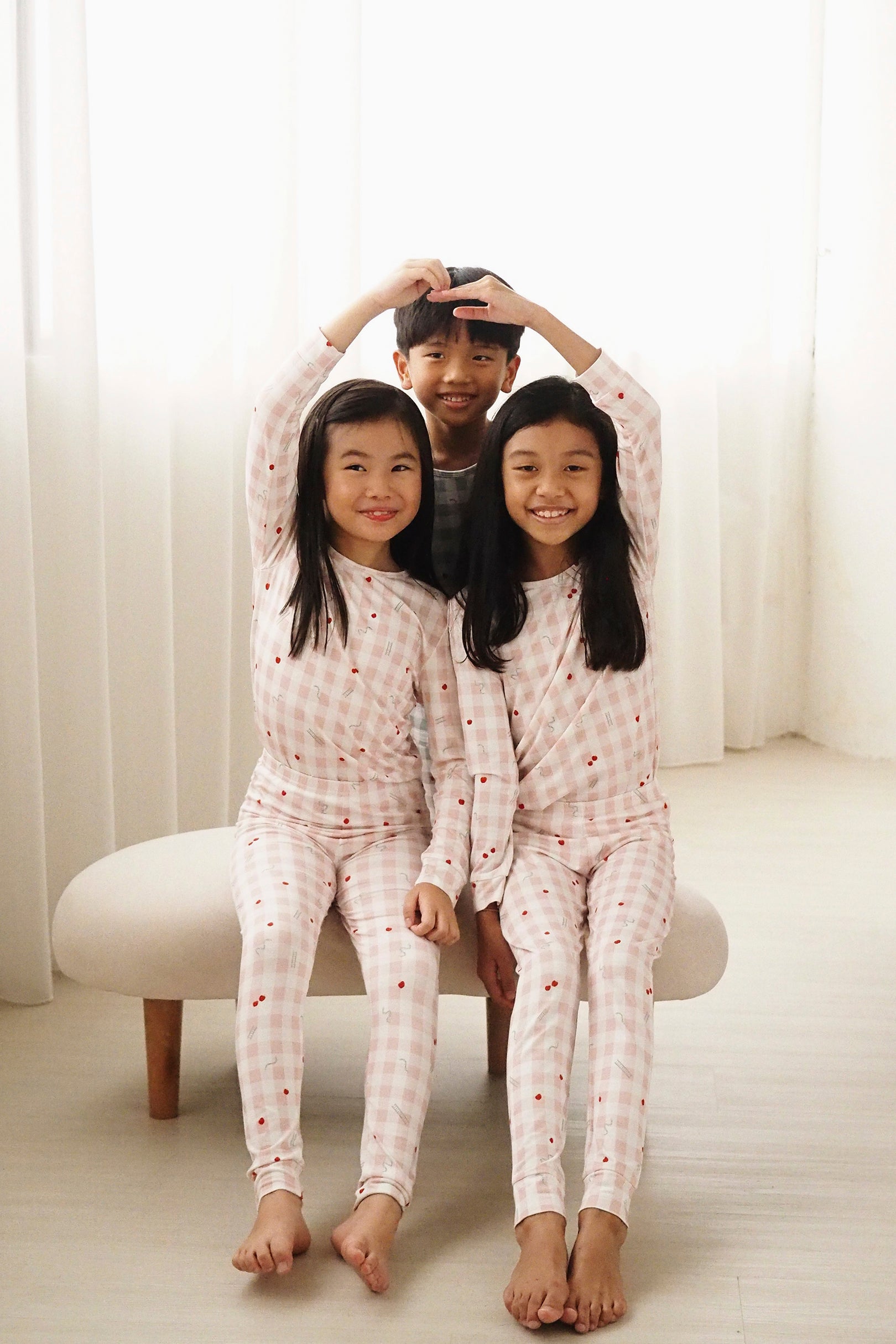 Selenightco x Sheila Sim Kids Snake & Ladder Long Pyjamas Set in Pink